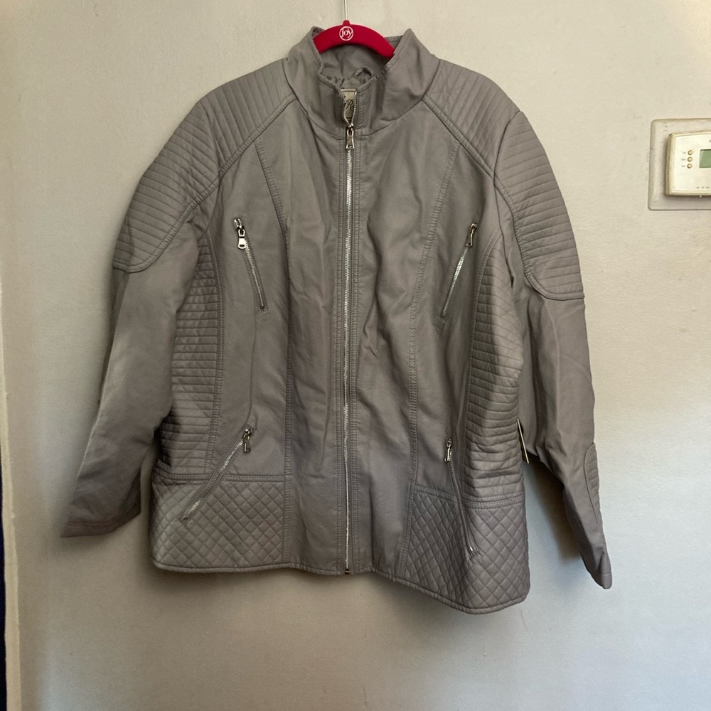 8-20 Royalty For me Gray Faux leather Jacket 3x NWT moto Biker
